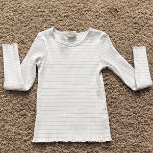 Cotton On White Ribbed Kids Long Sleeve Top